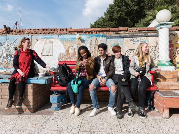 Foreign students on a field trip