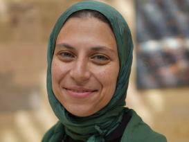 a girl wearing a green veil