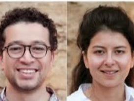 Headshots of a smiling man and woman