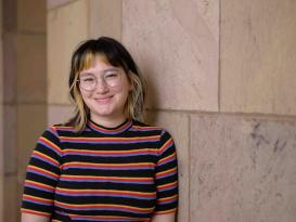 A headshot of a woman