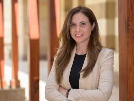 A headshot of a woman