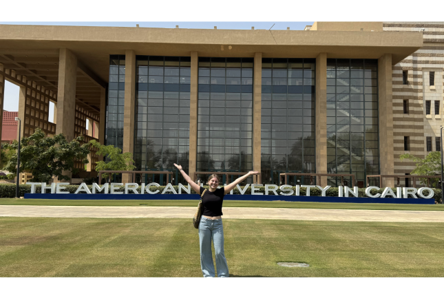 Sophie posing on campus