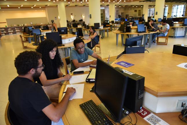 students studying in the library