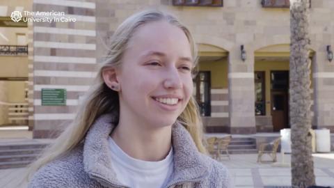 A female student smiling