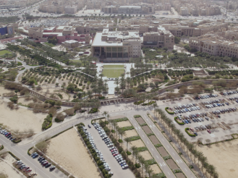 auc campus using a drone camera