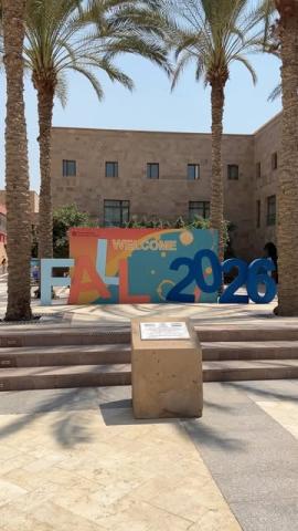 A colorful sign that says "Welcome Fall 2026"