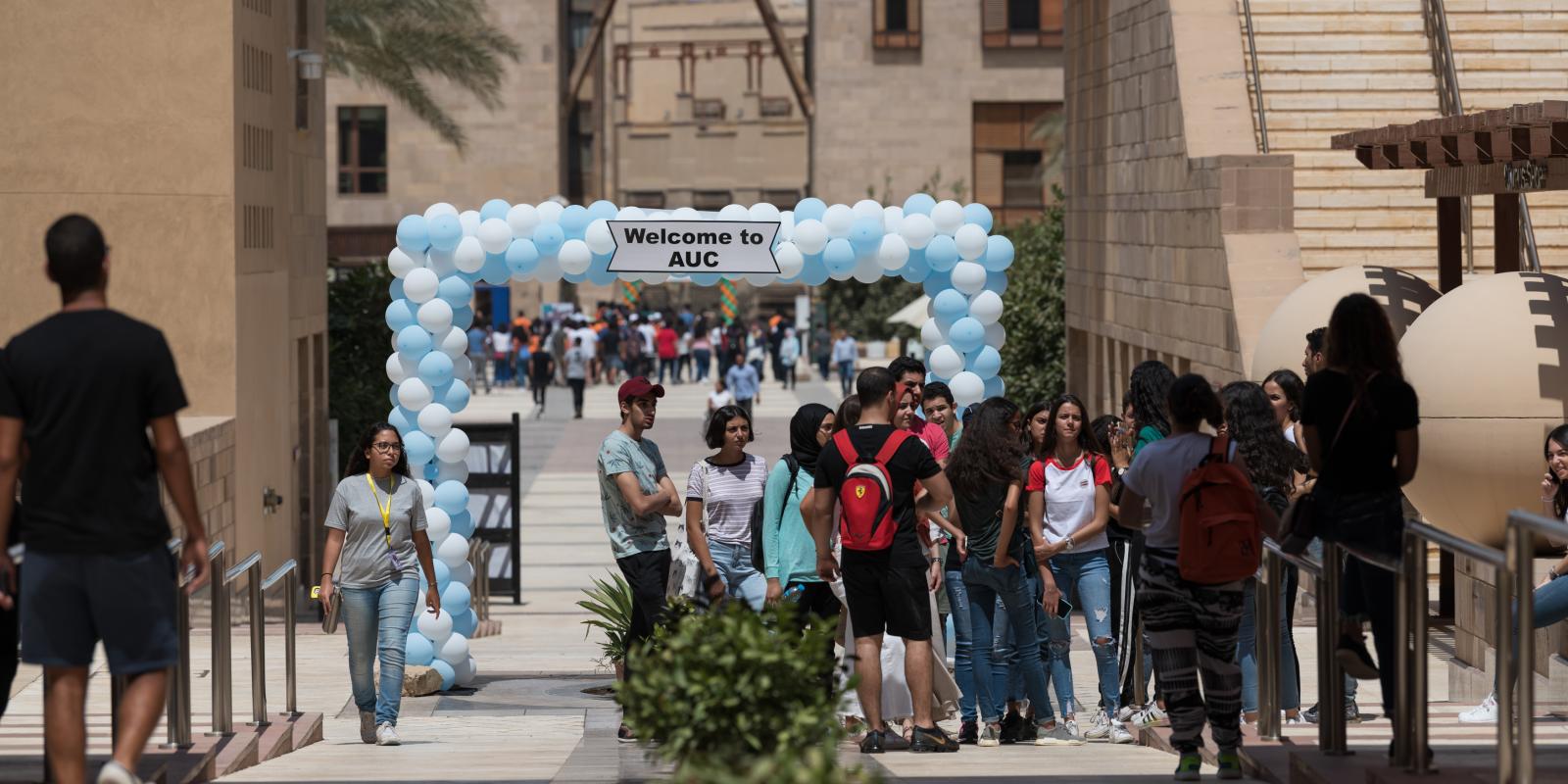 AUC students taking campus tour. 