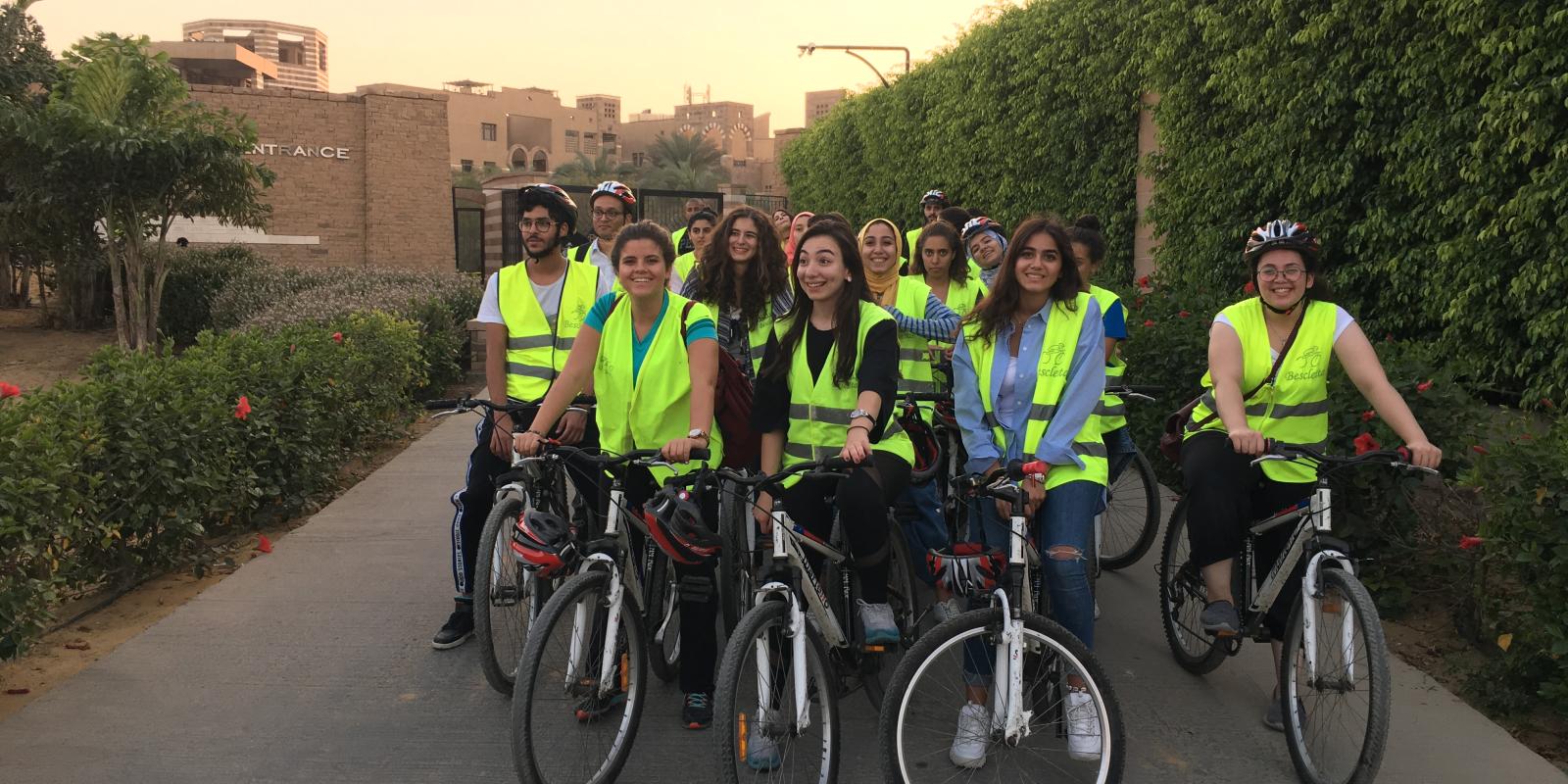 Urban Design students exploring the campus on bikes