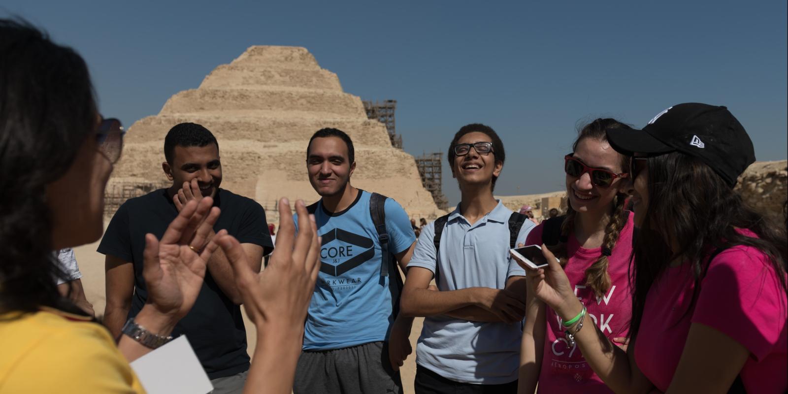 The students during their visit to Saqqara