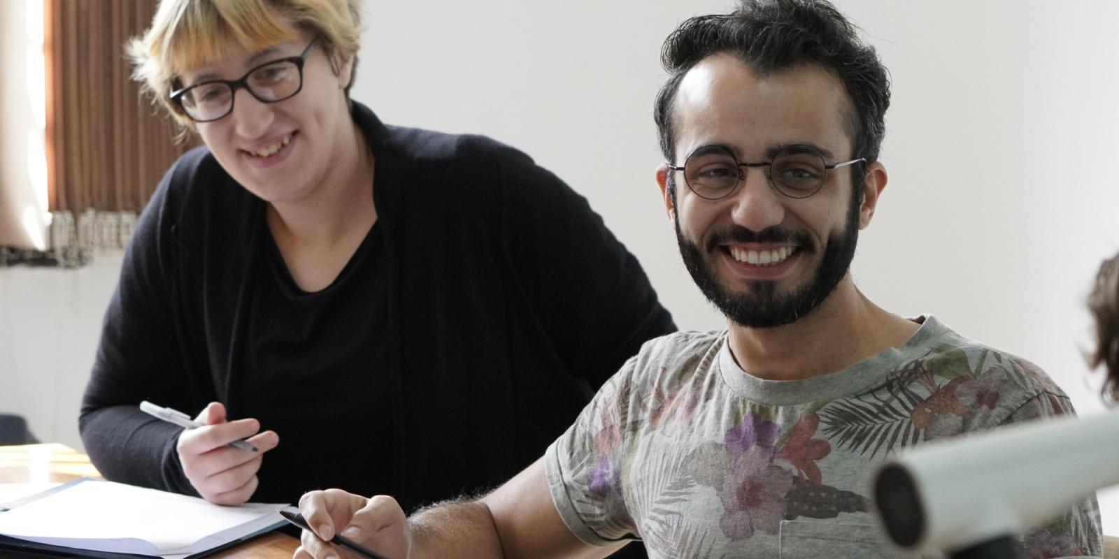 AUC students in the writing center 
