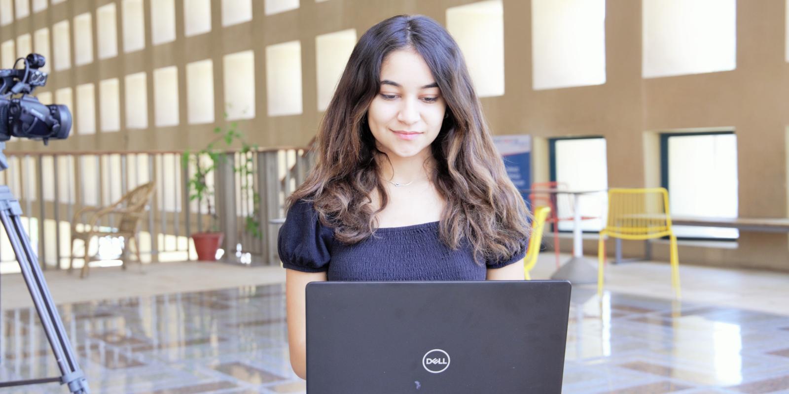 Girl working on a laptop