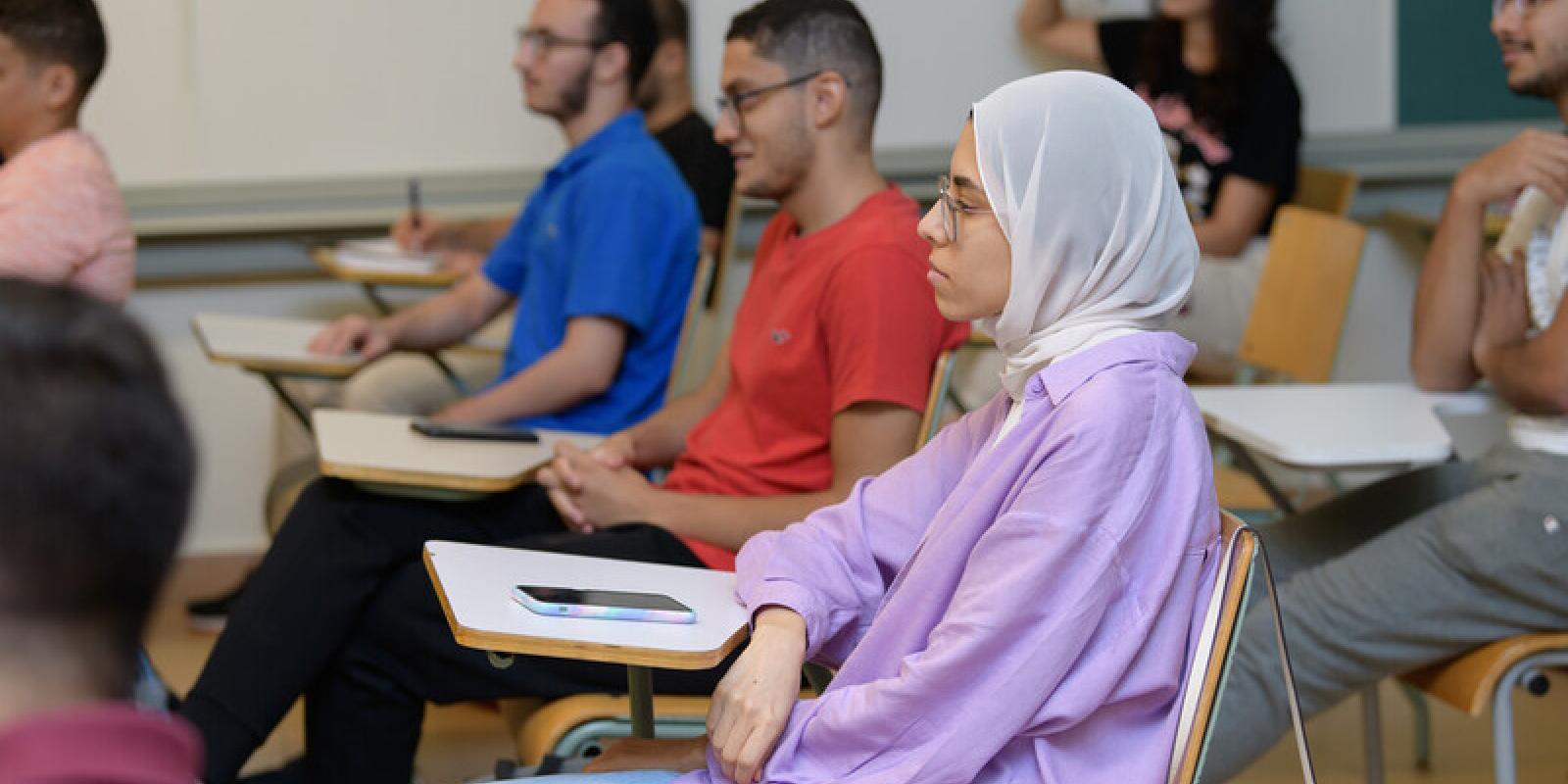 A student in class