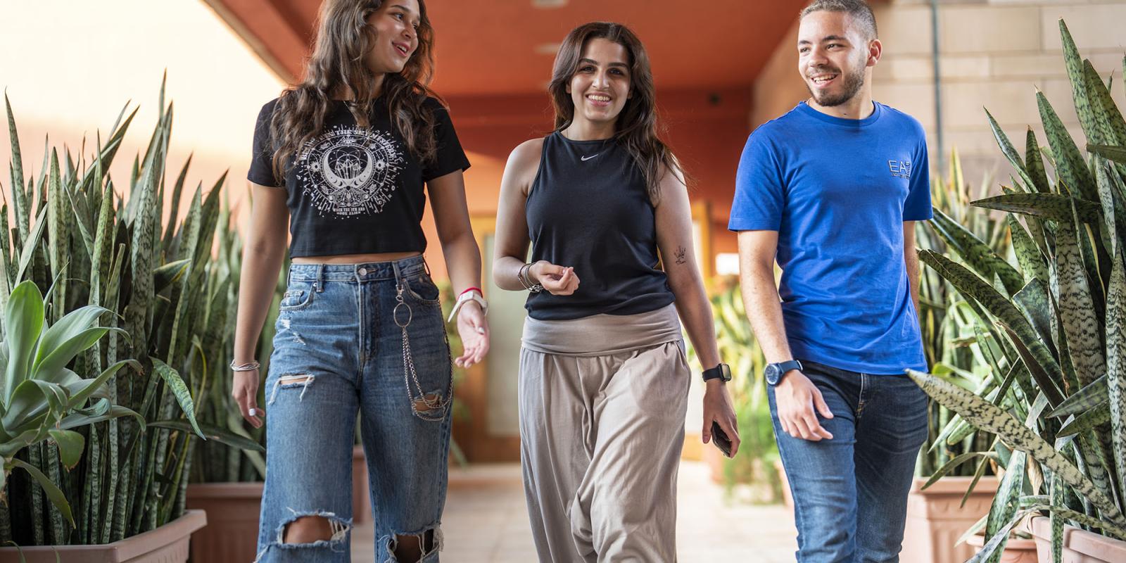 Students walking on campus