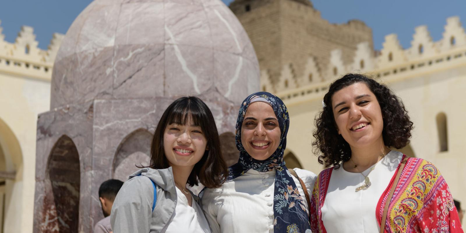 Group of female students on visiting Egypt's Islamic sites and mosques
