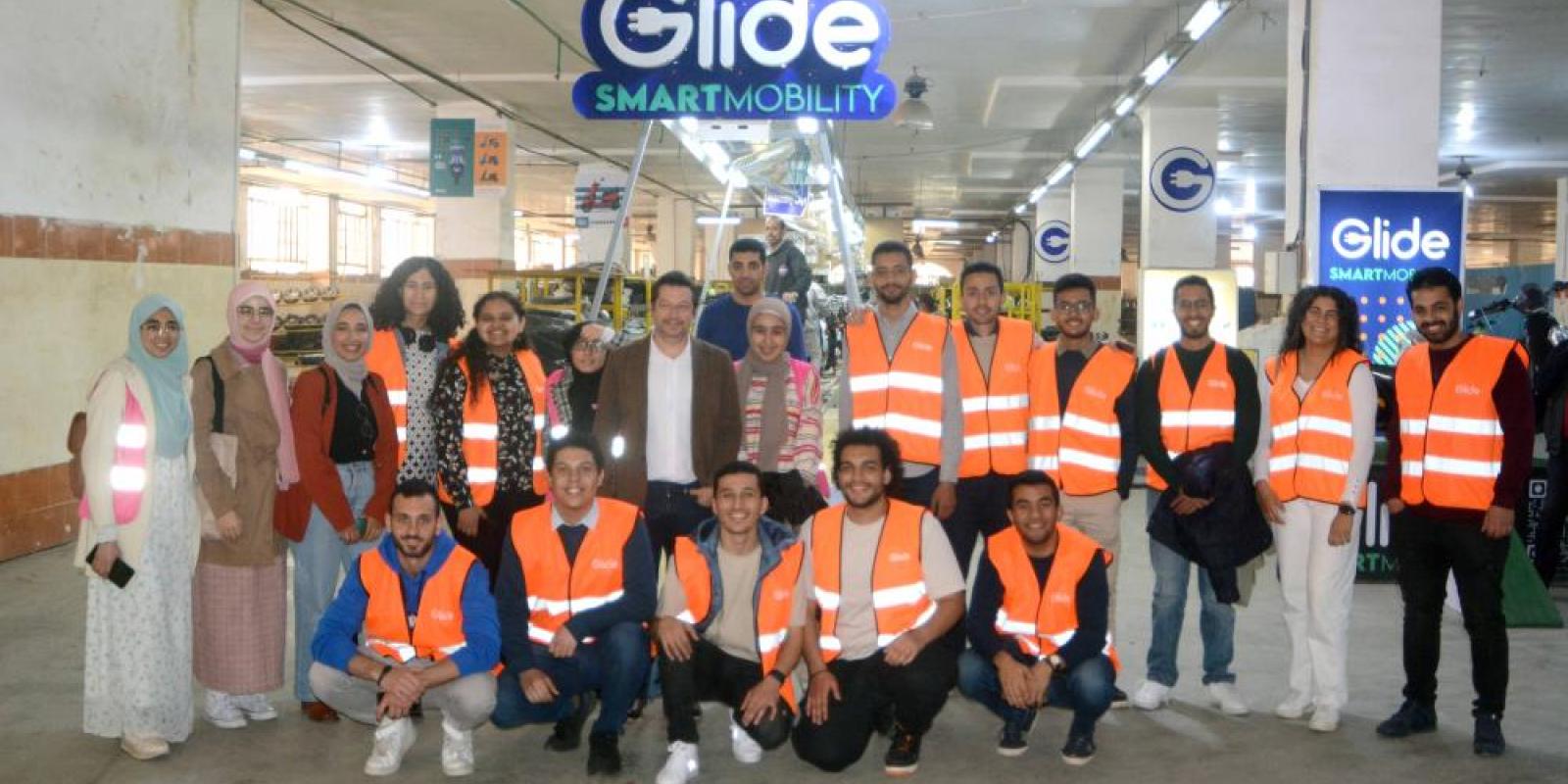 Group of alumni with sherif el sayad at Glide factory