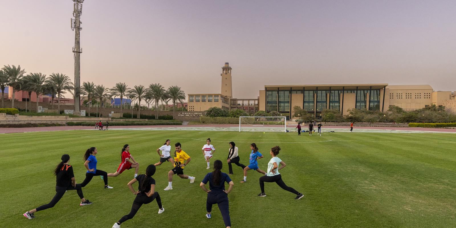 students in the sports complex