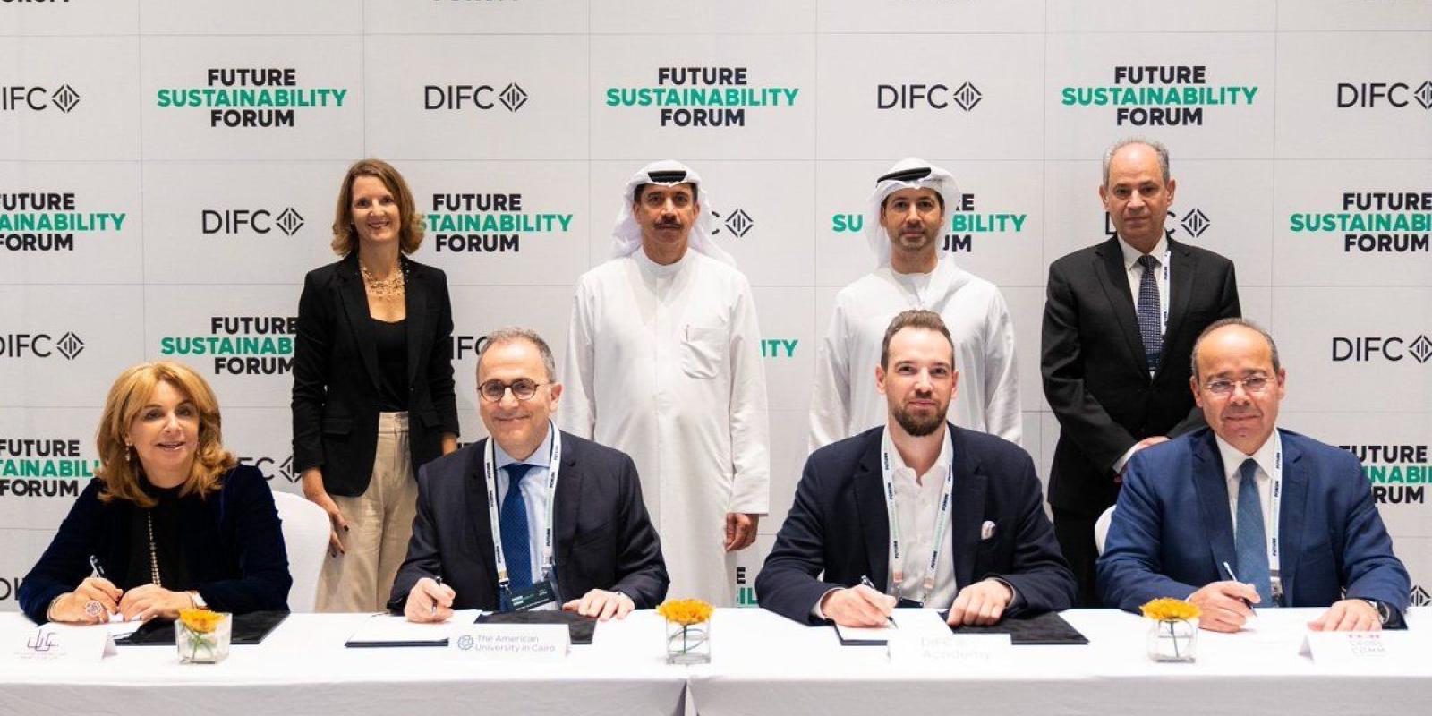 AUC President signing MoU with the Ministry of Climate Change and Environment in UAE