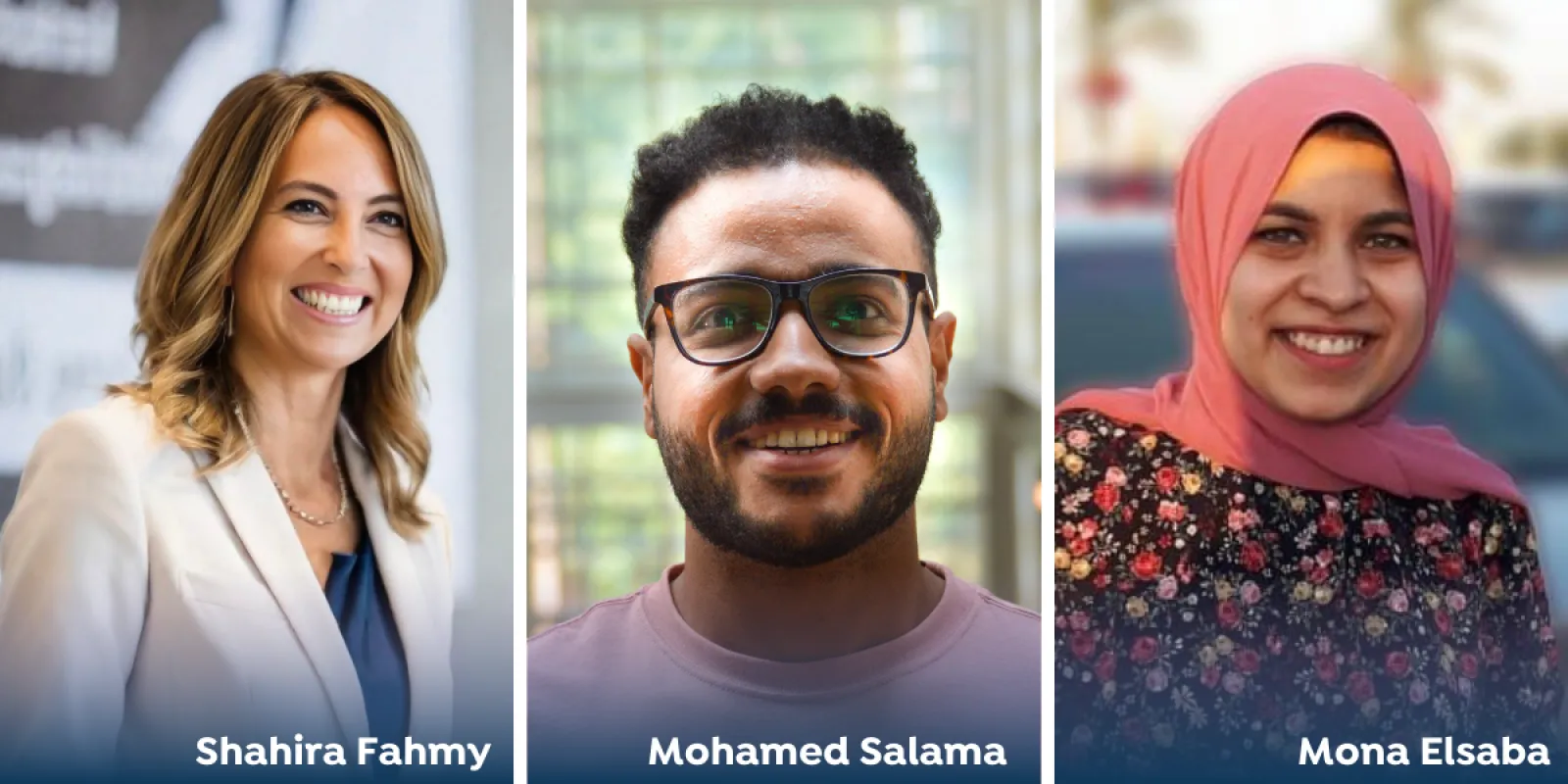 Award-winners: Shahira Fahmy, Mohamed Salama, Mona Alsaba