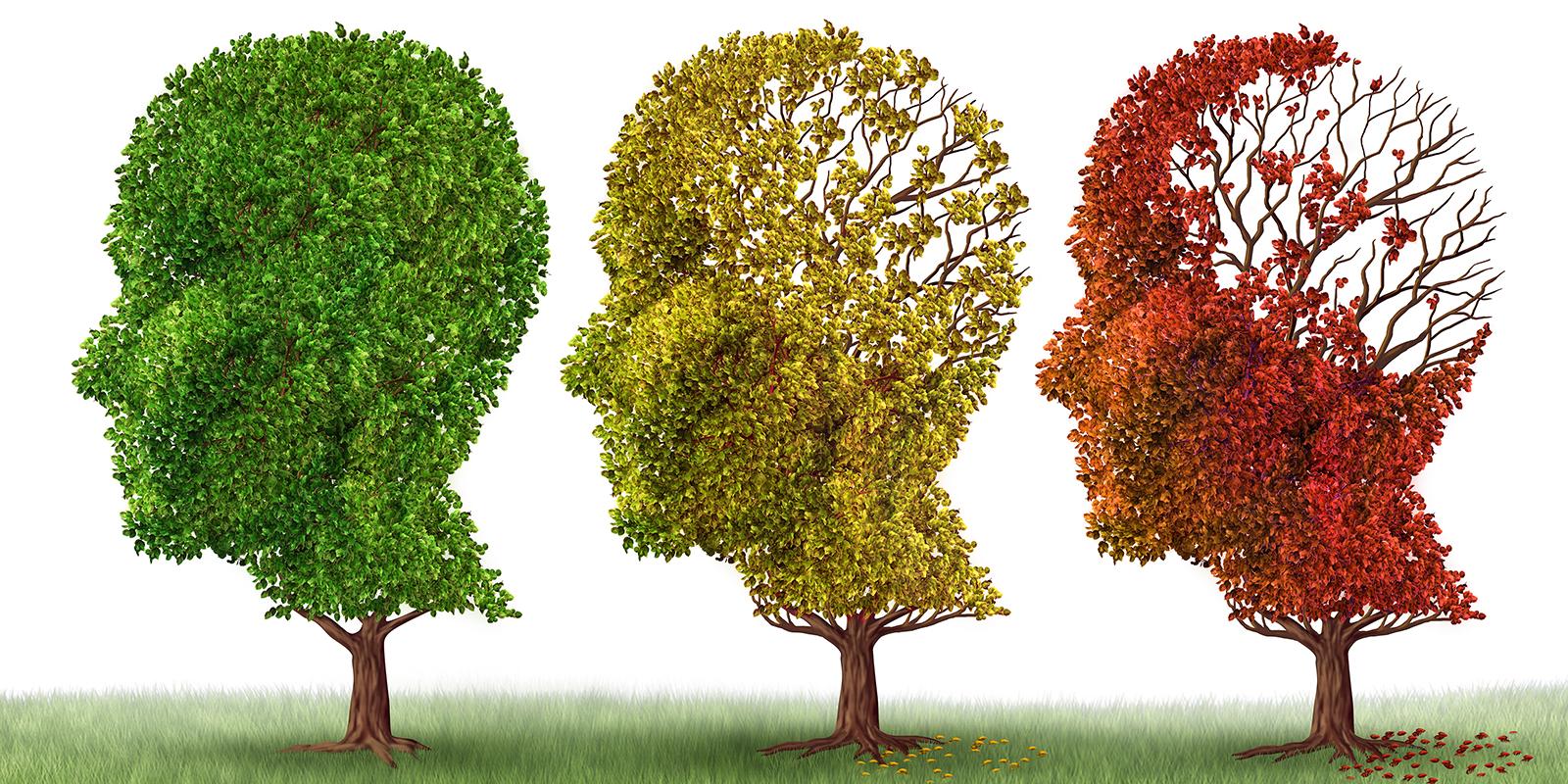 graphic of human heads carved out of trees