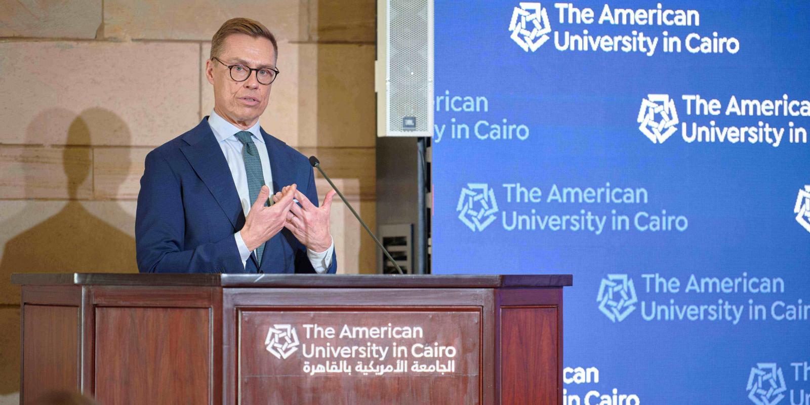 President of Finland at the podium 