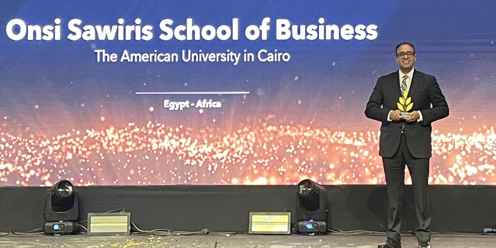 Professor Ahmed Abdel-Meguid receiving Eduniversal award 