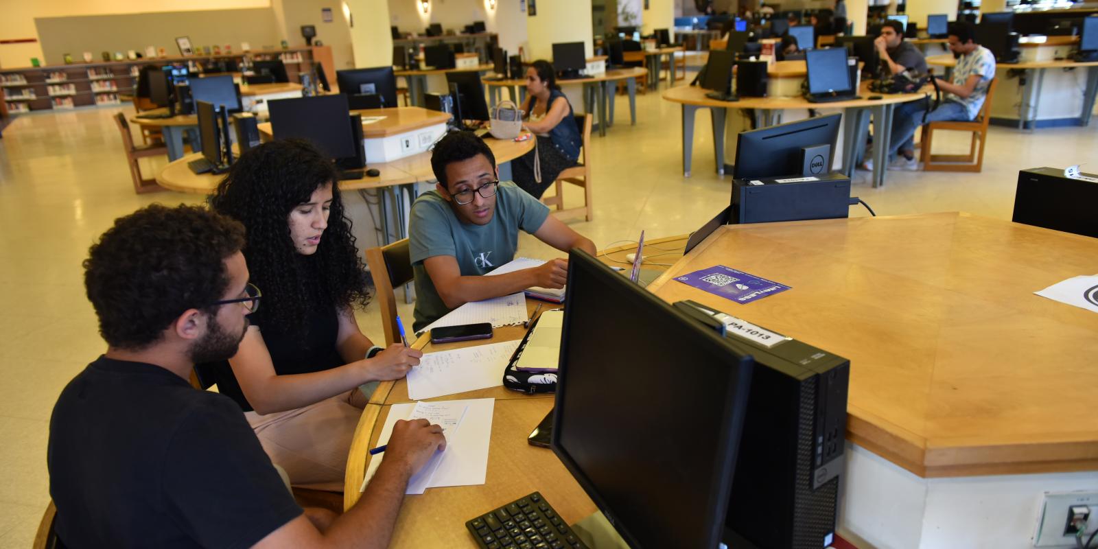 students studying in the library