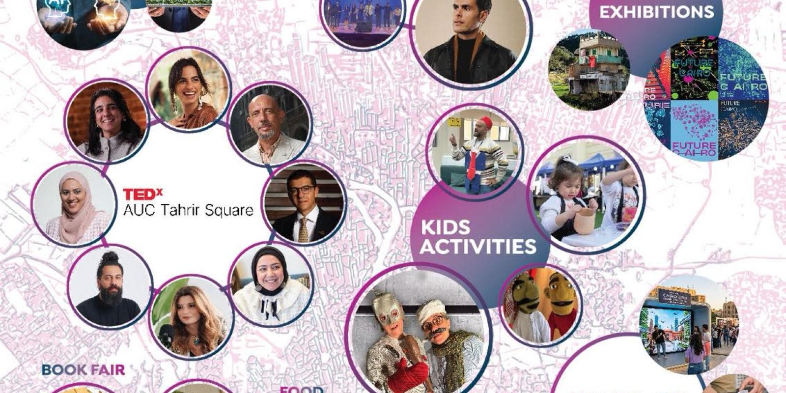 A flyer with information about the event's activities and contributors