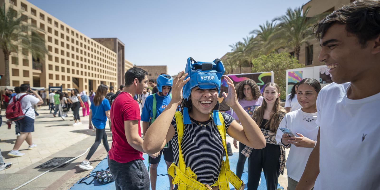 student activities on campus in the plaza