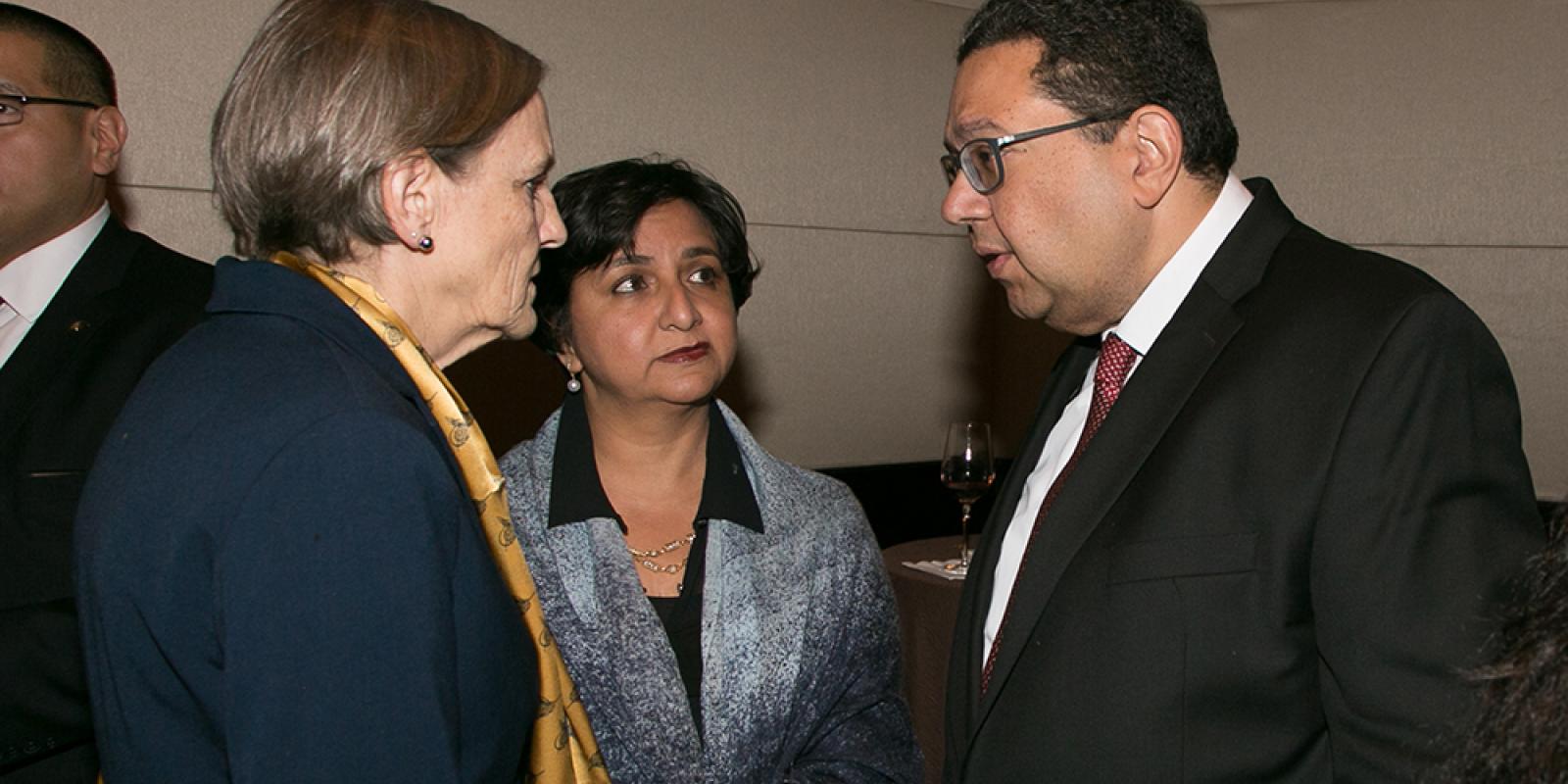Former AUC President Lisa Anderson, Hania Sholkamy and Ziad Bahaa-Eldin