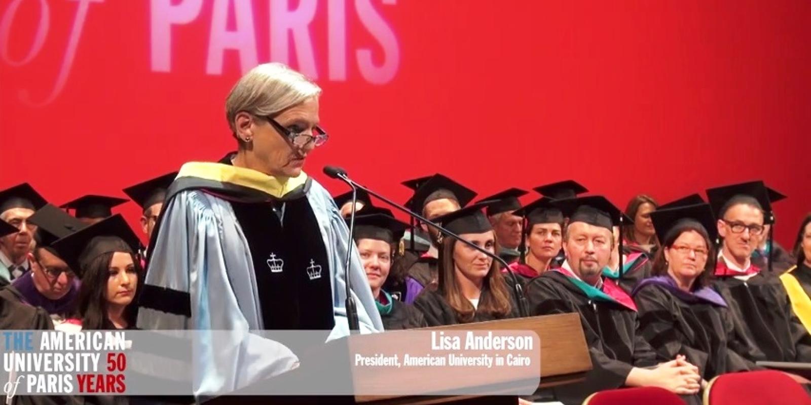 President Lisa Anderson was awarded an honorary degree by AUP for her contributions and accomplishments leading AUC through its past years.