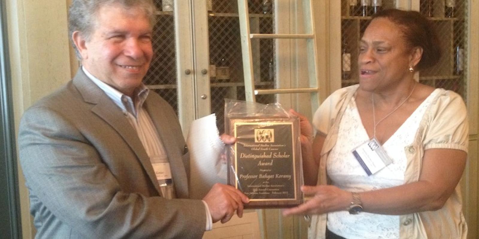 Bahgat Korany is the first Arab to receive the Global South Caucus Distinguished Scholar Award for his contributions in the field of international studies.