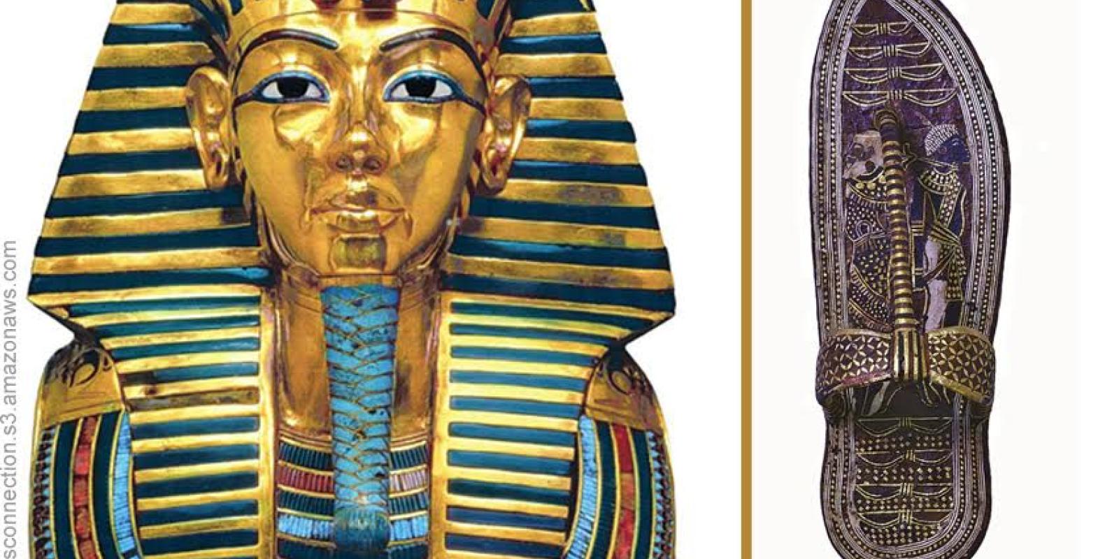 Marquetry veneer sandal from the tomb of Tutankhamun (Carter No. 397). Photograph by Andr&eacute; J. Veldmeijer. Courtesy of the Ministry of Antiquities/Egyptian Museum Authorities.