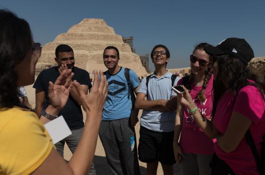 The students during their visit to Saqqara