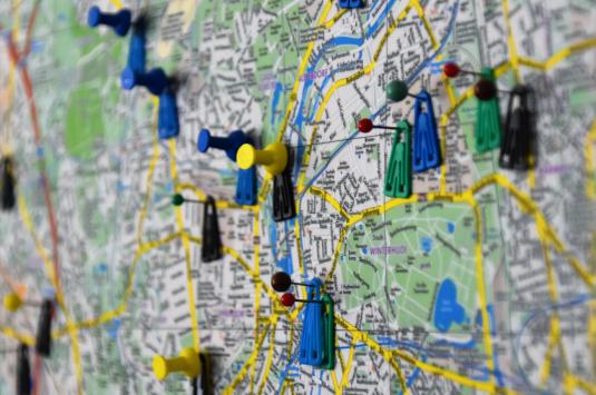 map with pins