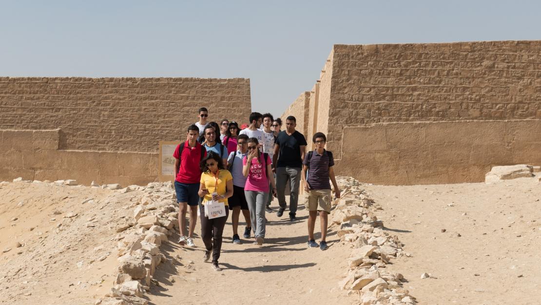 The students exploring Saqqara