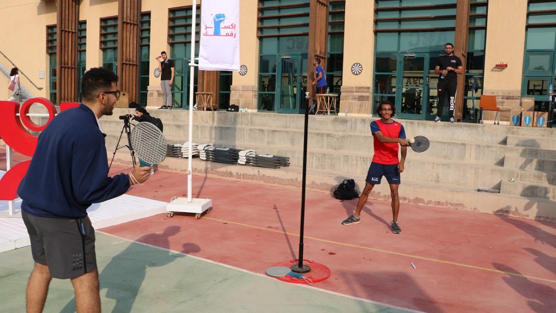 Students playing speedball
