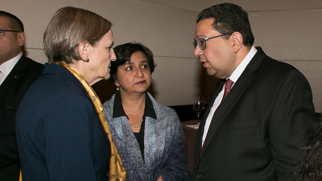 Former AUC President Lisa Anderson, Hania Sholkamy and Ziad Bahaa-Eldin