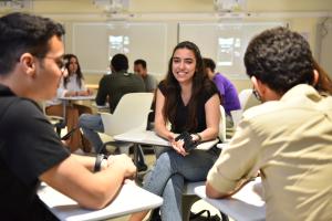 Girl smiling in class