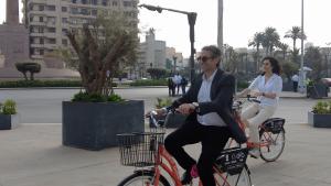 Momen El-Husseiny takes Cairo Bike for a spin in downtown Cairo