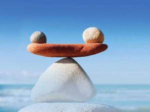 Stones on top of each other in the water