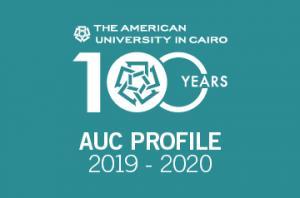 Teal image with AUC Profile 2019-2020 written on it in white