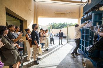students in a recycling activity