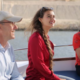 Maha smiles while on a felucca