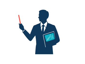 an icon of an instructor holding a pen and an ipad