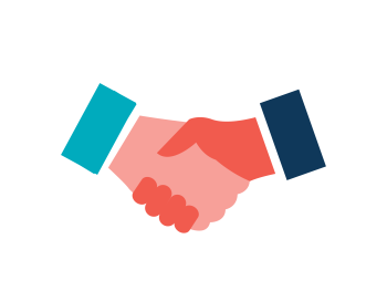 a logo of two hands holding each other