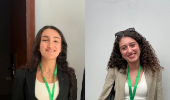 Two students smile at the camera at the Regional AFS Youth Assembly