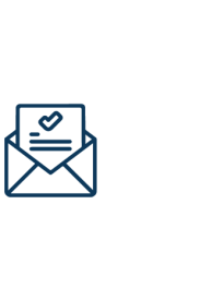 Icon of open envelope with a page that has a tick on it