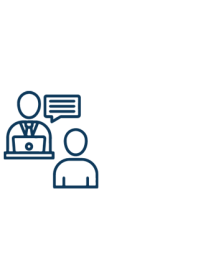 Icon of two people, one of them has axomment bubble next to his head