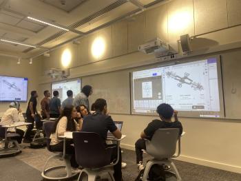 students in active learning classroom