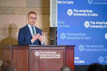President of Finland at the podium 